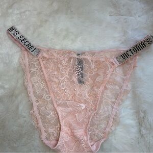 Victoria's Secret Pink Lace Panty with Branded Straps